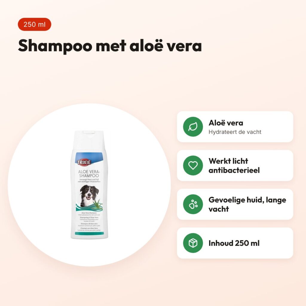 Trixie hondenshampoo aloë vera 250 ml – gevoelige huid en lange vacht – voordelen