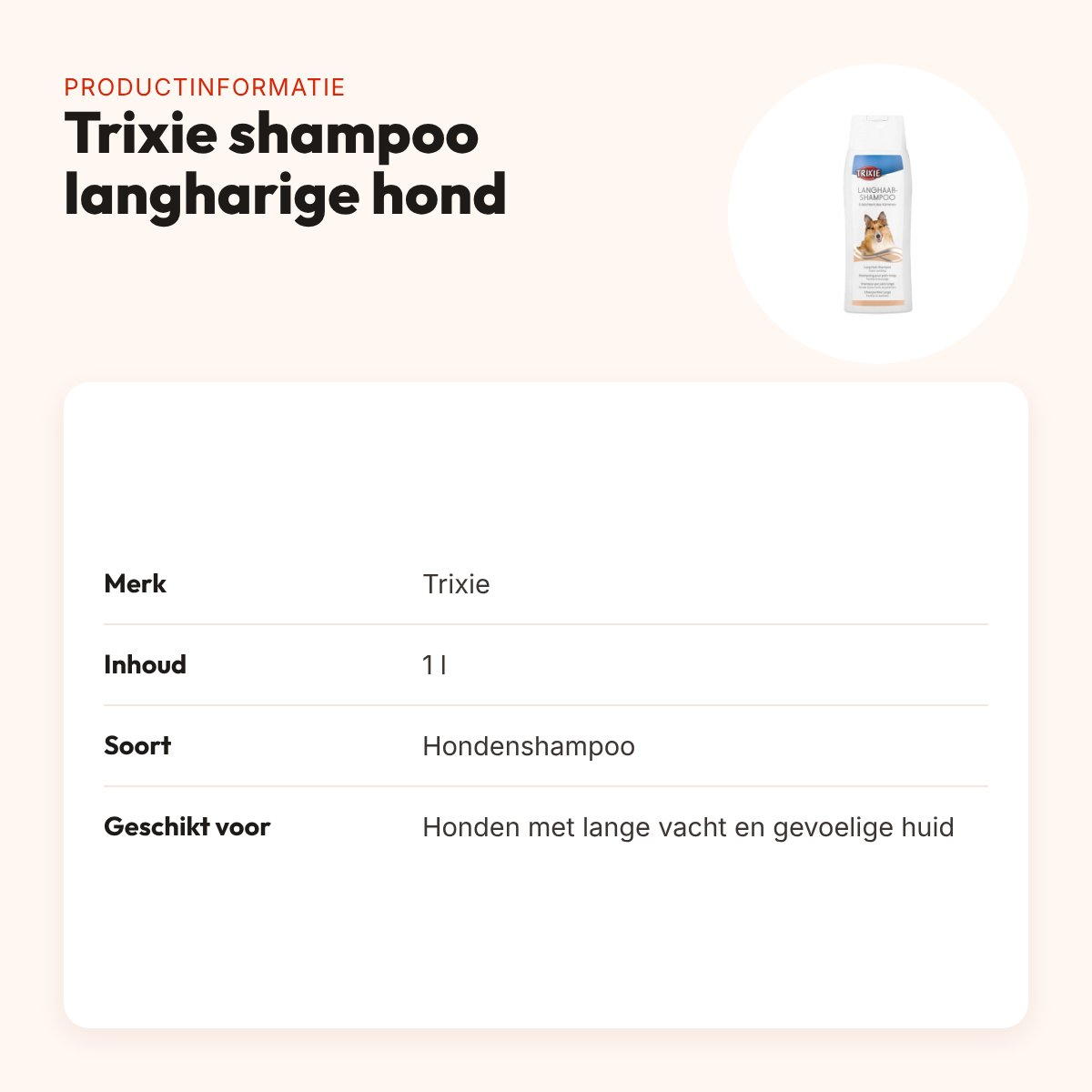 Trixie hondenshampoo langharige hond 1 l – doorkambare vacht – productinformatie