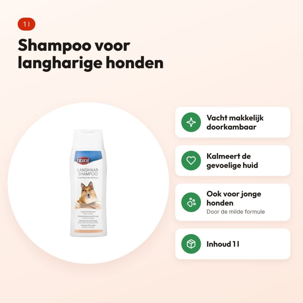 Trixie hondenshampoo langharige hond 1 l – doorkambare vacht – voordelen