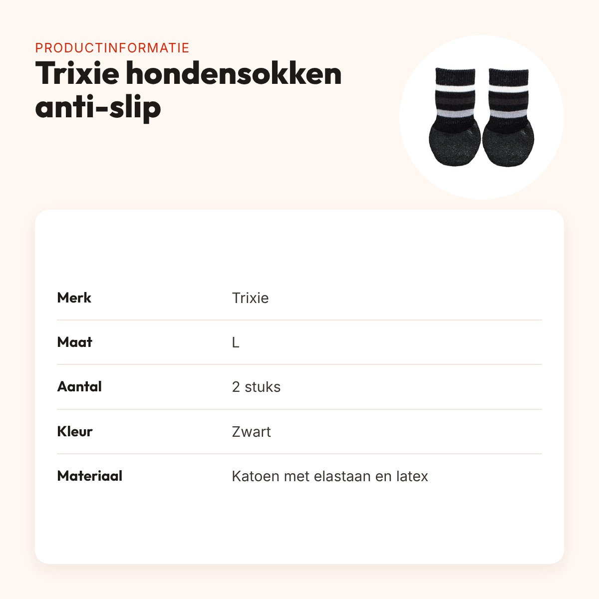 Trixie hondensokken anti-slip zwart L – 2 stuks, met rubberlaag – productinformatie