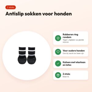 Trixie hondensokken anti-slip zwart XL – 2 stuks, met rubberlaag – voordelen