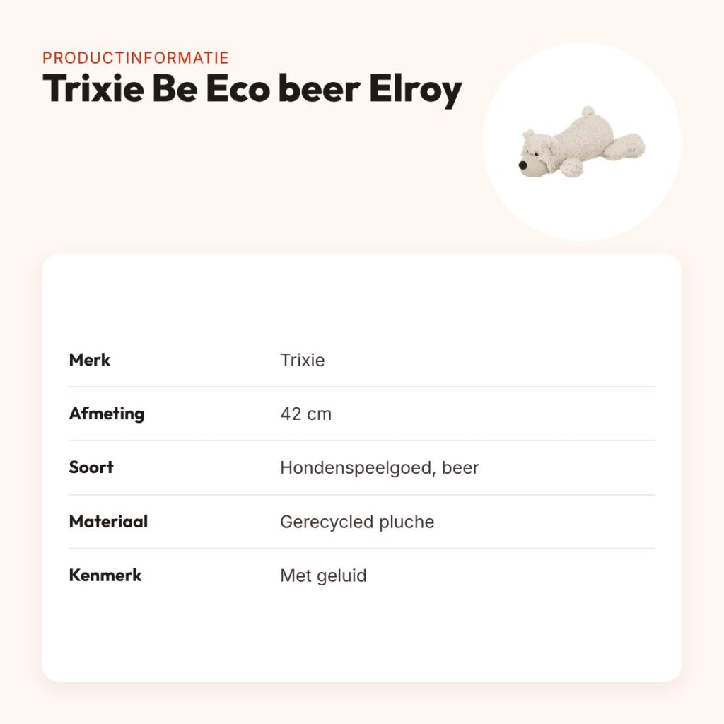 Trixie hondenspeelgoed Be Eco beer Elroy 42 cm – gerecycled pluche – productinformatie