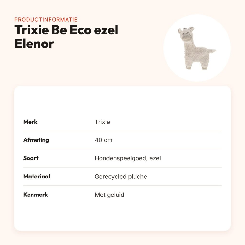 Trixie hondenspeelgoed Be Eco ezel Elenor 40 cm – gerecycled pluche – productinformatie