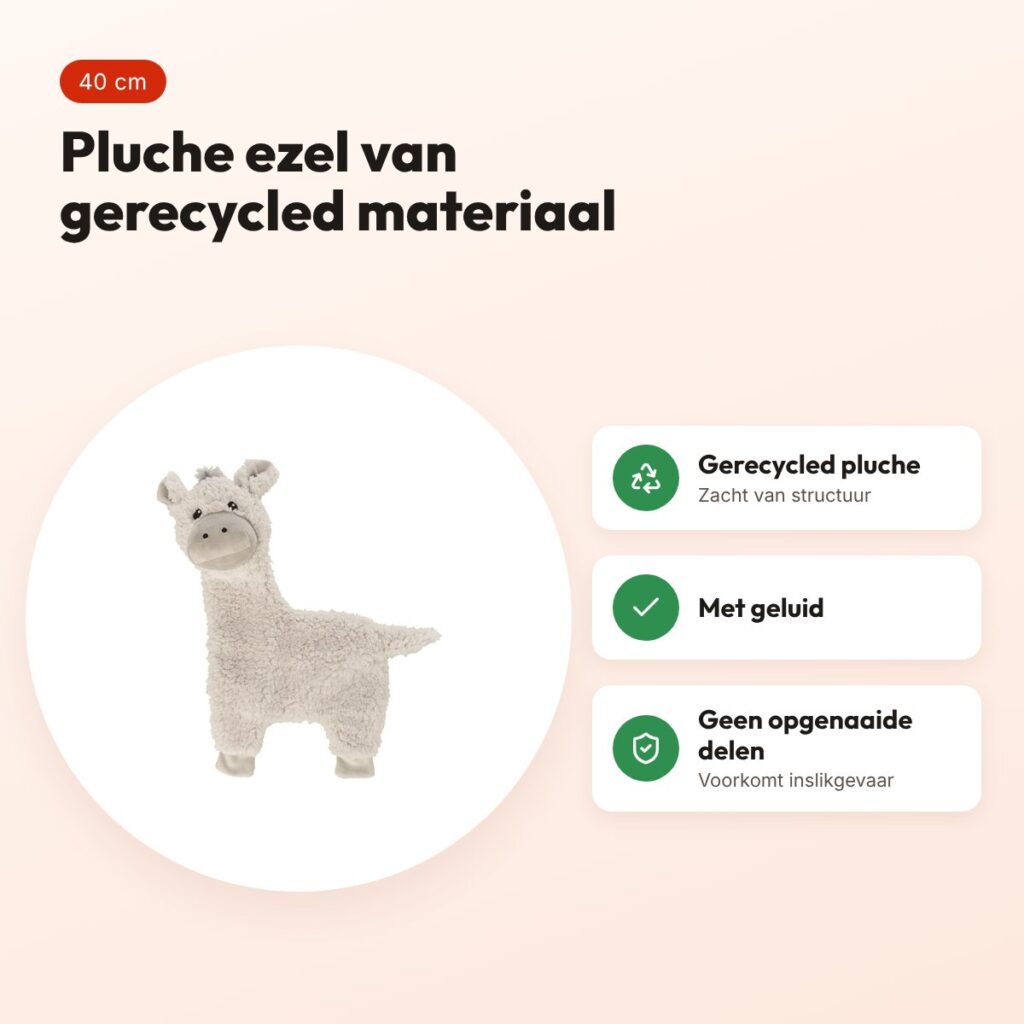 Trixie hondenspeelgoed Be Eco ezel Elenor 40 cm – gerecycled pluche – voordelen