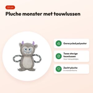 Trixie hondenspeelgoed Be Eco monster gerecycled pluche grijs 33 cm – voordelen