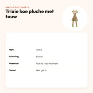 Trixie hondenspeelgoed koe pluche met touw 50 cm – met geluid – productinformatie