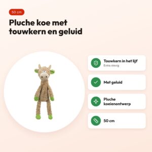 Trixie hondenspeelgoed koe pluche met touw 50 cm – met geluid – voordelen