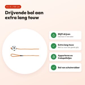 Trixie hondenspeelgoed voetbal aan touw 6 x 6 x 100 cm – drijvend – voordelen