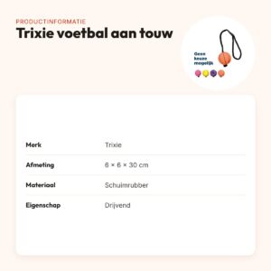 Trixie hondenspeelgoed voetbal aan touw 6 x 6 x 30 cm – drijvend – productinformatie