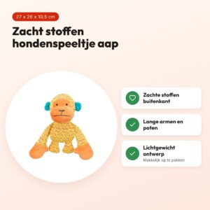 Trixie hondenspeeltje aap geel/oranje 27 x 26 x 10,5 cm – stof – voordelen