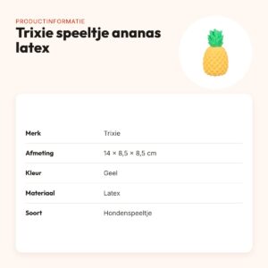 Trixie hondenspeeltje ananas latex geel 14 x 8,5 x 8,5 cm – productinformatie