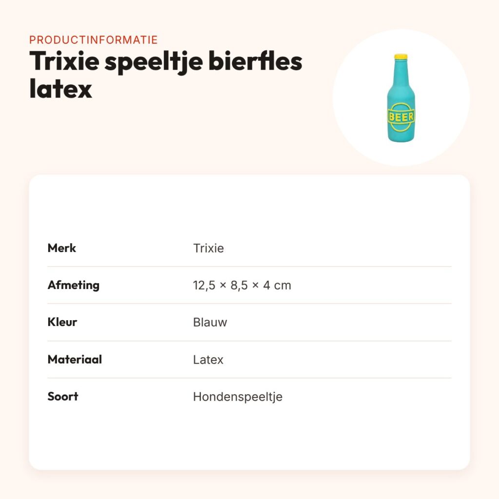 Trixie hondenspeeltje bierfles latex blauw 12,5 x 8,5 x 4 cm – productinformatie