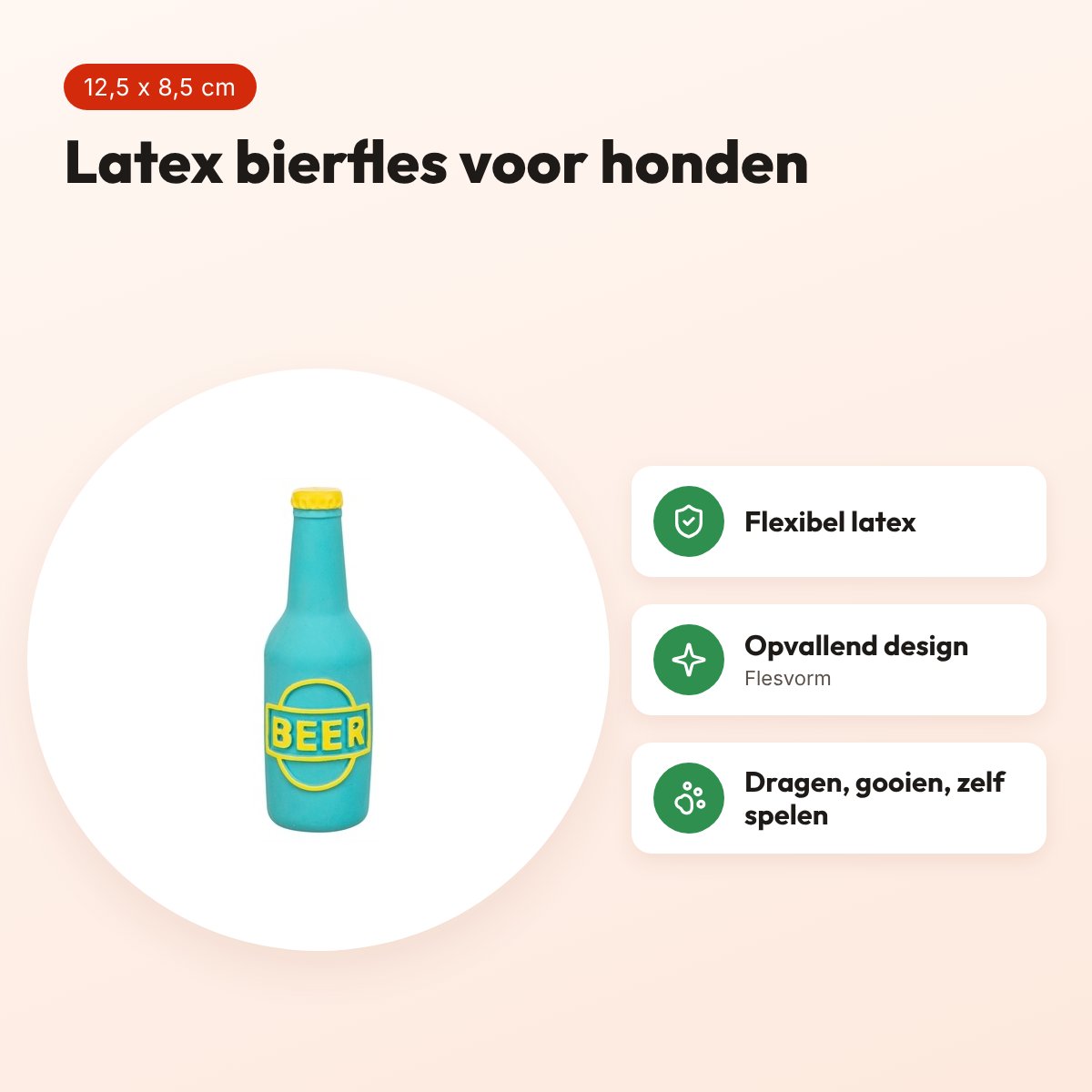 Trixie hondenspeeltje bierfles latex blauw 12,5 x 8,5 x 4 cm – voordelen