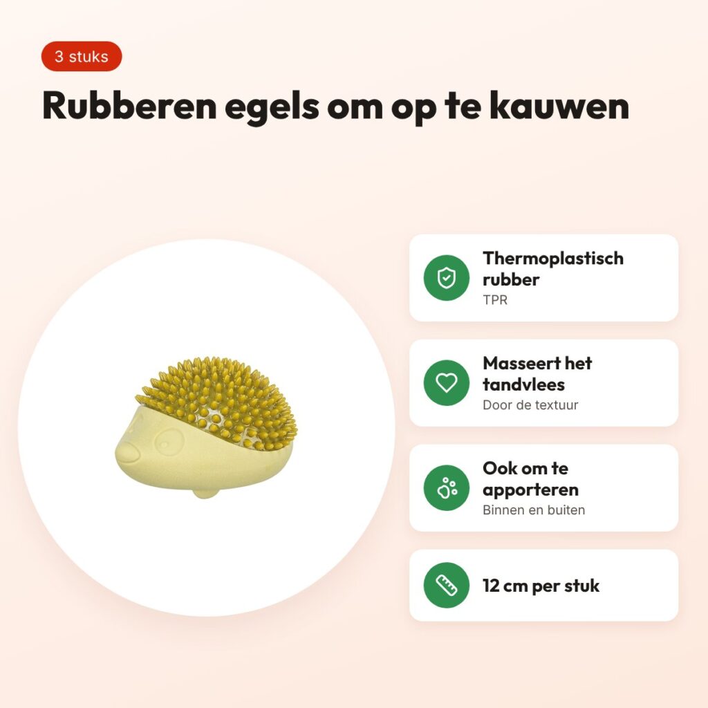 Trixie hondenspeeltje egel TPR 12 cm – 3 stuks – voordelen
