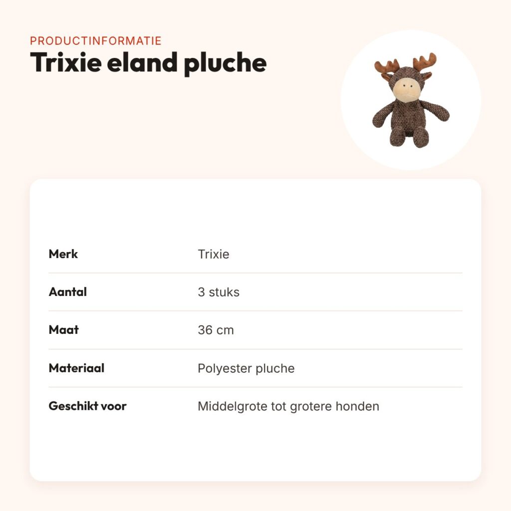 Trixie hondenspeeltje eland pluche 36 cm – 3 stuks – productinformatie