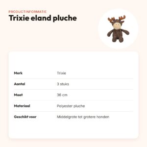 Trixie hondenspeeltje eland pluche 36 cm – 3 stuks – productinformatie
