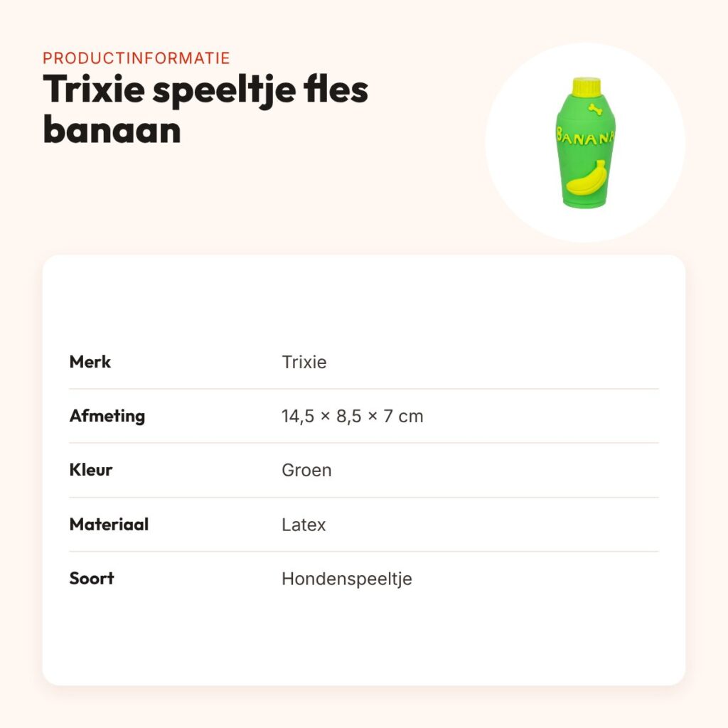 Trixie hondenspeeltje fles banaan latex groen 14,5 x 8,5 x 7 cm – productinformatie