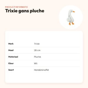 Trixie hondenspeeltje gans pluche wit 28 cm – ritselend – productinformatie