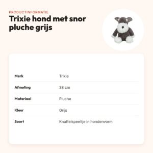 Trixie hondenspeeltje hond met snor pluche grijs 38 cm – productinformatie