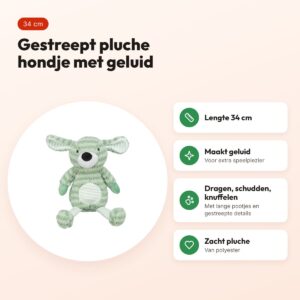 Trixie hondenspeeltje hond met strepen pluche groen 34 cm – met geluid – voordelen