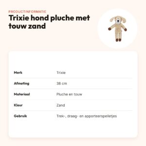 Trixie hondenspeeltje hond pluche met touw zand 38 cm – productinformatie