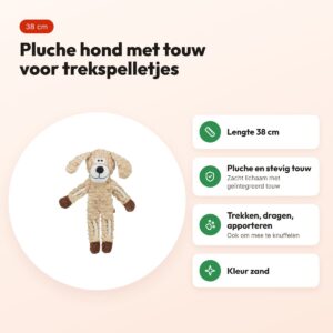 Trixie hondenspeeltje hond pluche met touw zand 38 cm – voordelen