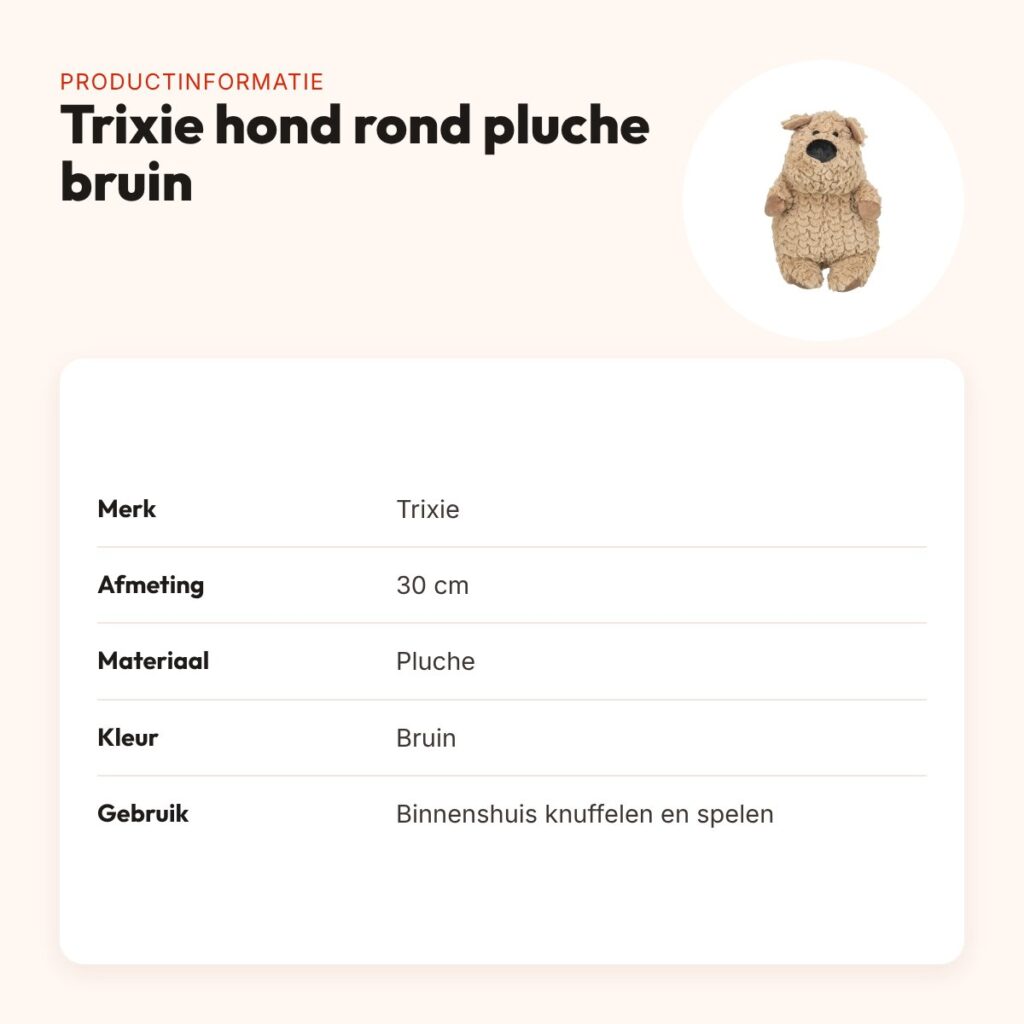 Trixie hondenspeeltje hond rond pluche bruin 30 cm – productinformatie