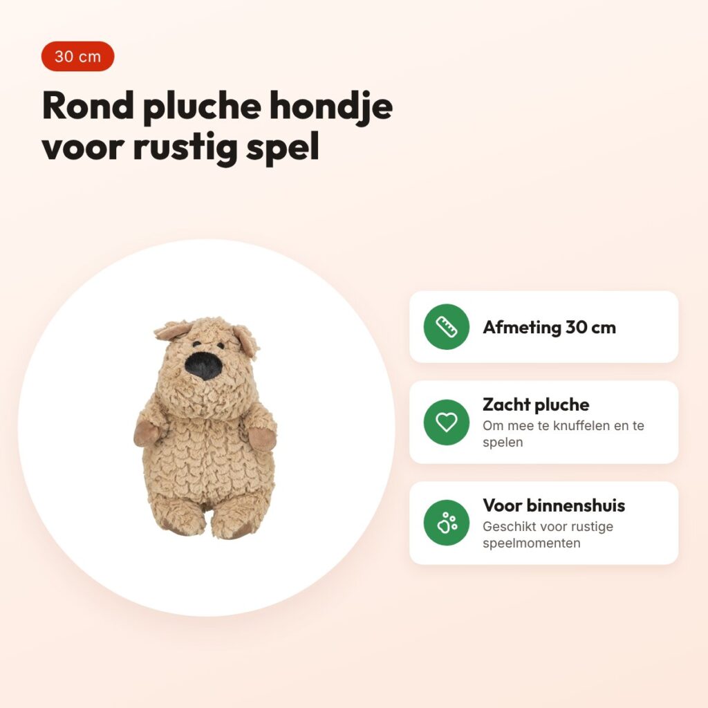 Trixie hondenspeeltje hond rond pluche bruin 30 cm – voordelen