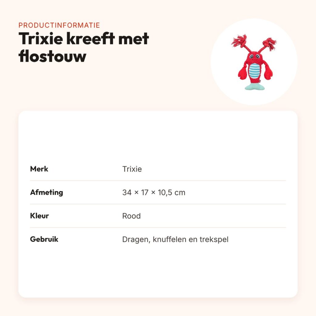 Trixie hondenspeeltje kreeft met flostouw rood 34 x 17 x 10,5 cm – productinformatie