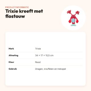 Trixie hondenspeeltje kreeft met flostouw rood 34 x 17 x 10,5 cm – productinformatie