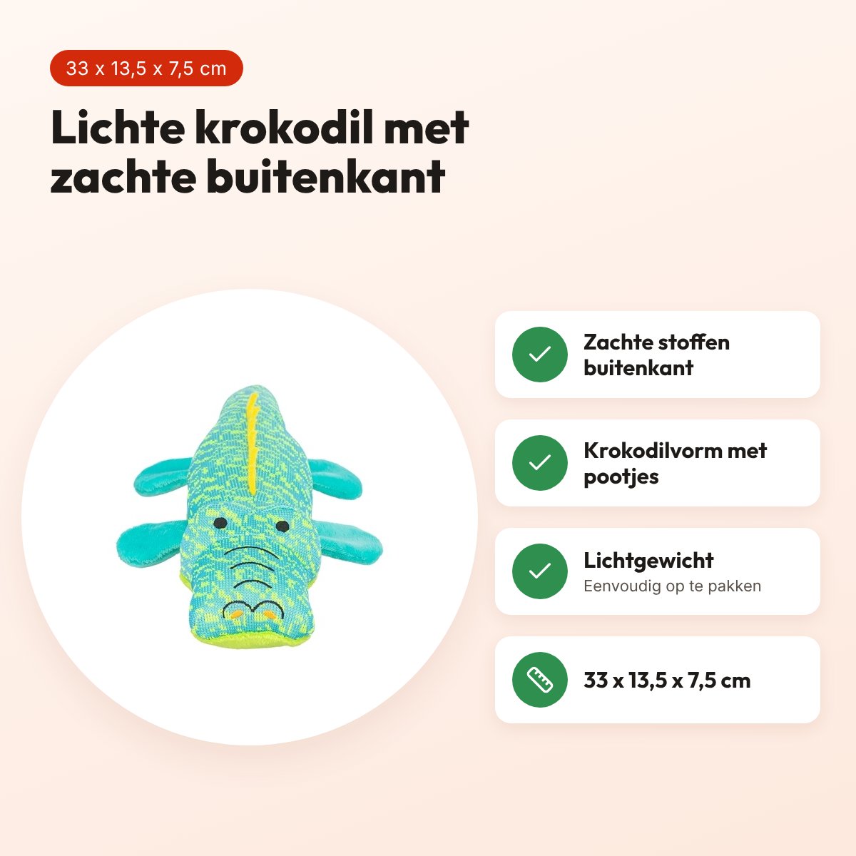 Trixie hondenspeeltje krokodil aqua/groen 33 x 13,5 x 7,5 cm – stof – voordelen