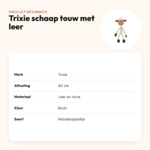 Trixie hondenspeeltje schaap touw met leer bruin 42 cm – productinformatie