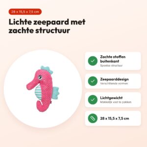 Trixie hondenspeeltje zeepaard roze/aqua 28 x 15,5 x 7,5 cm – stof – voordelen