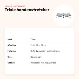 Trixie hondenstretcher beige/zwart 120 x 60 x 22 cm – inklapbaar – productinformatie