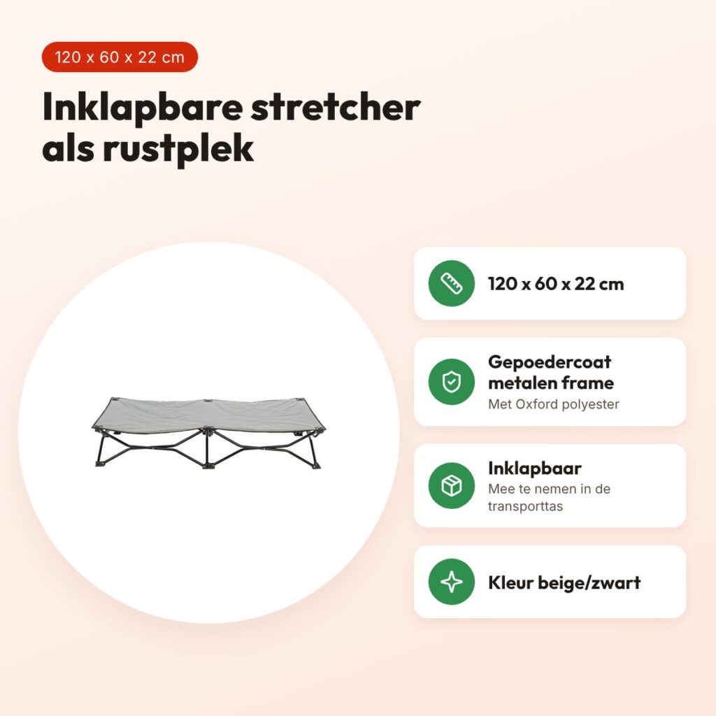 Trixie hondenstretcher beige/zwart 120 x 60 x 22 cm – inklapbaar – voordelen