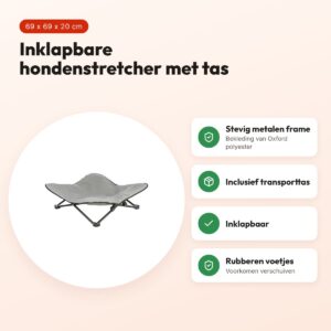 Trixie hondenstretcher donkergrijs/zwart 69 x 69 x 20 cm – met transporttas – voordelen