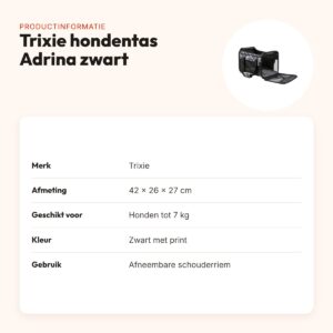 Trixie hondentas Adrina met print zwart 42 x 26 x 27 cm – tot 7 kg – productinformatie