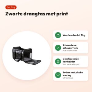 Trixie hondentas Adrina met print zwart 42 x 26 x 27 cm – tot 7 kg – voordelen