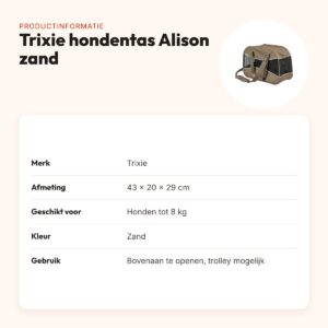 Trixie hondentas Alison zand 43 x 20 x 29 cm – vormvast, tot 8 kg – productinformatie
