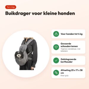 Trixie hondentas buikdrager Molly grijs 25 x 17 x 38 cm – tot 4 kg – voordelen