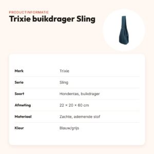 Trixie hondentas buikdrager Sling blauw/grijs 22 x 20 x 60 cm – productinformatie