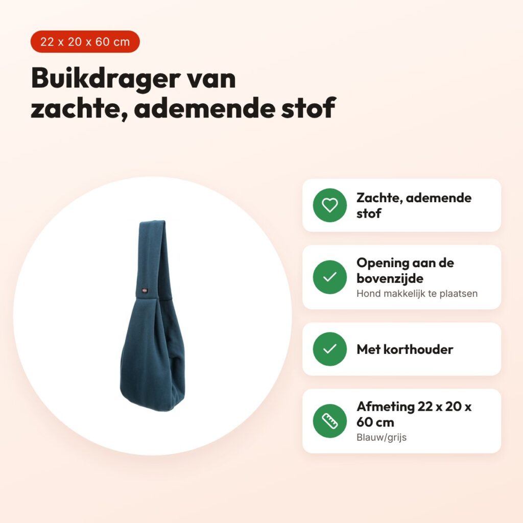 Trixie hondentas buikdrager Sling blauw/grijs 22 x 20 x 60 cm – voordelen