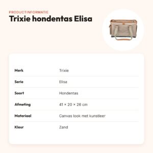 Trixie hondentas Elisa zand 41 x 20 x 26 cm – canvas look – productinformatie
