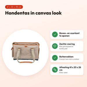 Trixie hondentas Elisa zand 41 x 20 x 26 cm – canvas look – voordelen