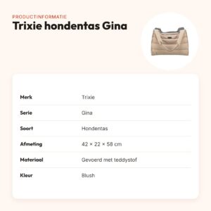 Trixie hondentas Gina blush 42 x 22 x 58 cm – gevoerd met teddystof – productinformatie
