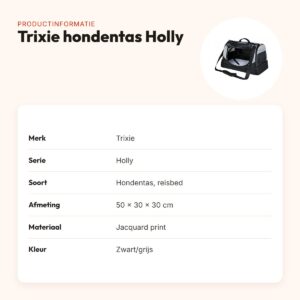 Trixie hondentas Holly zwart/grijs 50 x 30 x 30 cm – reisbed en draagtas – productinformatie