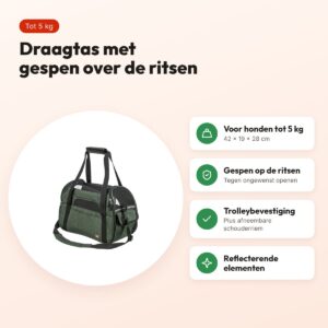 Trixie hondentas Madison olijfgroen 42 x 19 x 28 cm – tot 5 kg – voordelen