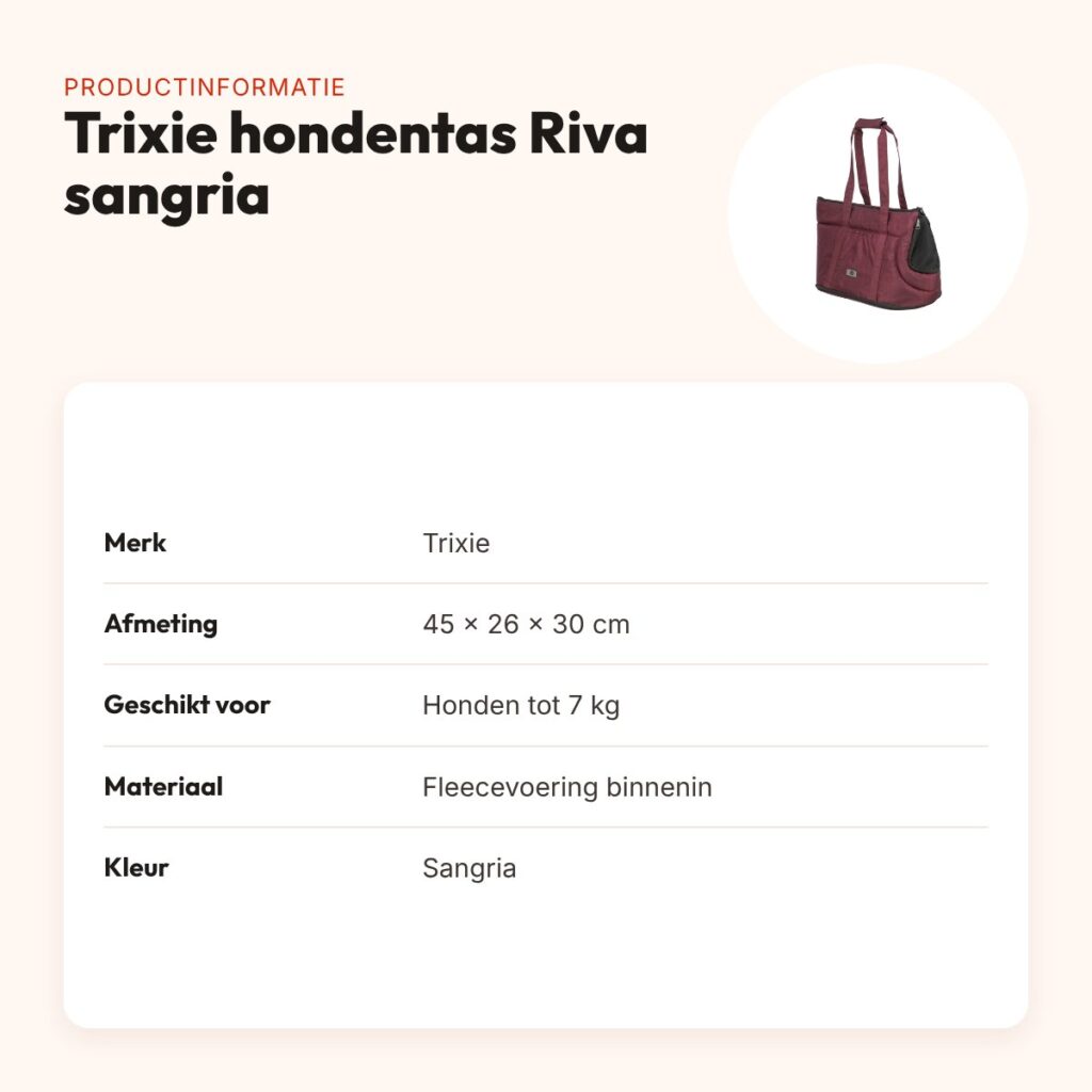 Trixie hondentas Riva sangria 45 x 26 x 30 cm – tot 7 kg – productinformatie