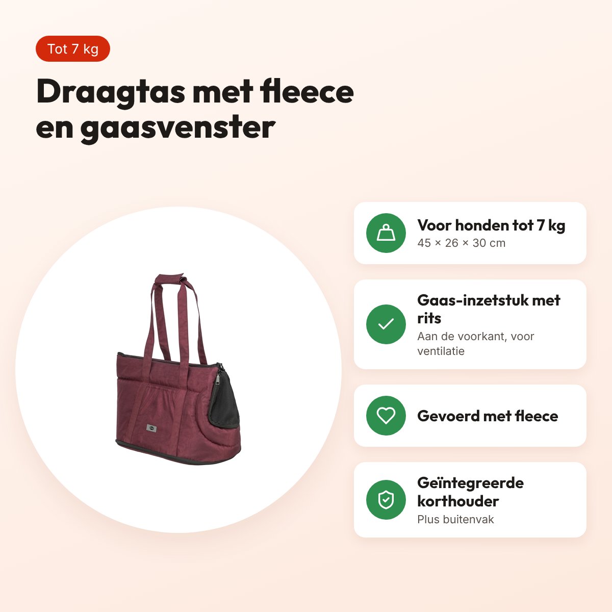 Trixie hondentas Riva sangria 45 x 26 x 30 cm – tot 7 kg – voordelen