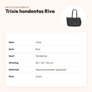 Trixie hondentas Riva zwart 45 x 26 x 30 cm – met gaasinzet – productinformatie